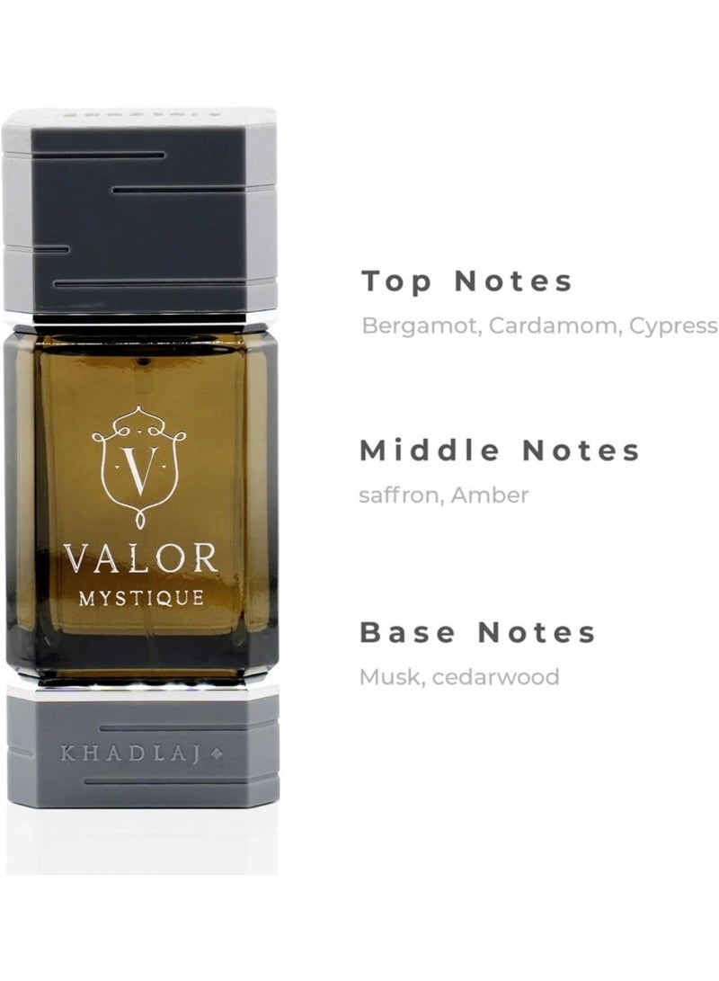 KHADLAJ VALOR MYSTIQUE 100 ML EDP SPRAY FOR MEN - Image 5