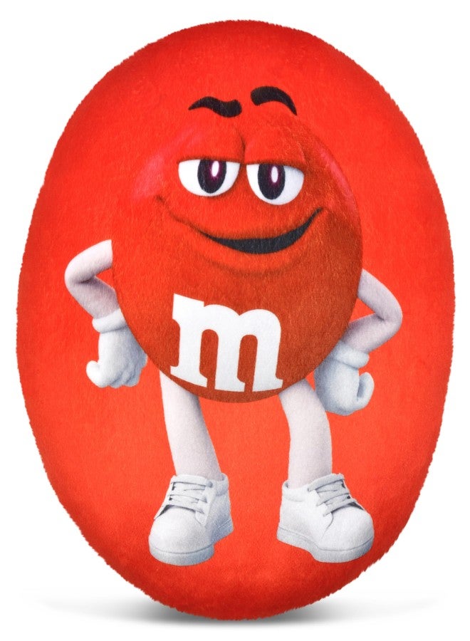 iscream M&M's 10.75" Mini Round Plush Fleece Double Sided Pillow, Red - Image 1