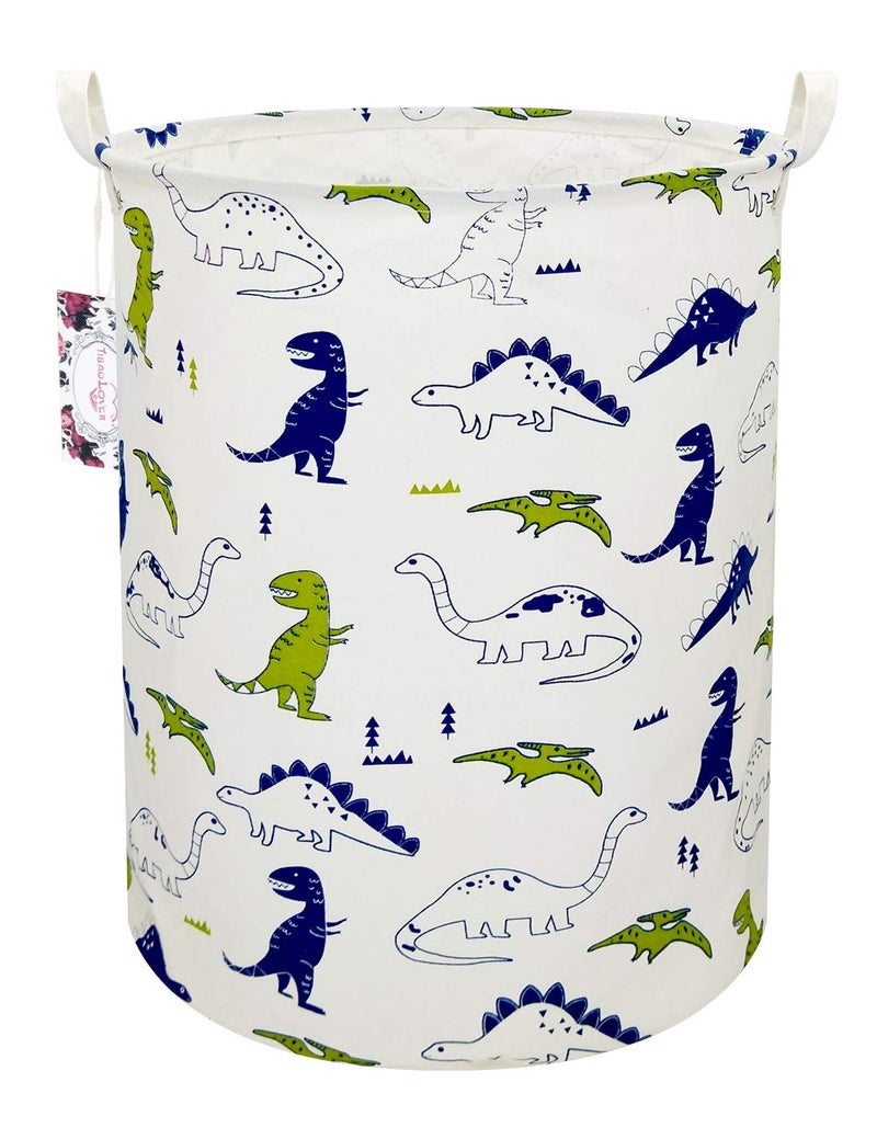 TIBAOLOVER Dinosaur Laundry Basket Baby Laundry Hamper Cute Kids Hamper Toy Storage Bin Handles for Boys and Girls Dinosaur Room Decor Polychrome Dinosaurs