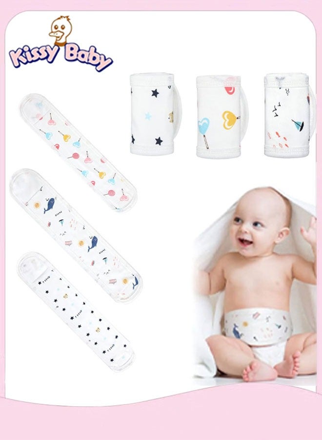 Kissy Baby 3Pcs Cartoon Cotton Baby Infant Umbilical Cord Belly Bands Belly Protector Baby Belly Button Band Bellies Umbilical Hernia Belt Soft Newborn Navel Belt for 0-12 Months, 3 Styles - Image 1