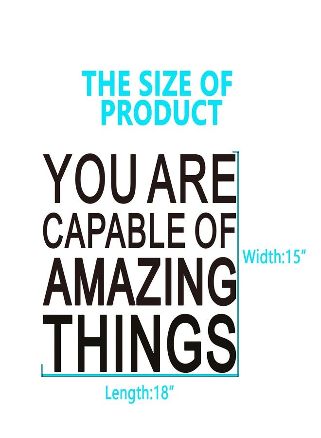 AnFigure Inspirational Quotes Wall Stickers for Office: Motivational Gym School Classroom Garage Bedroom Vinyl Art Wall Decals - You are Capable of Amazing Things 18" X 15" - Image 3