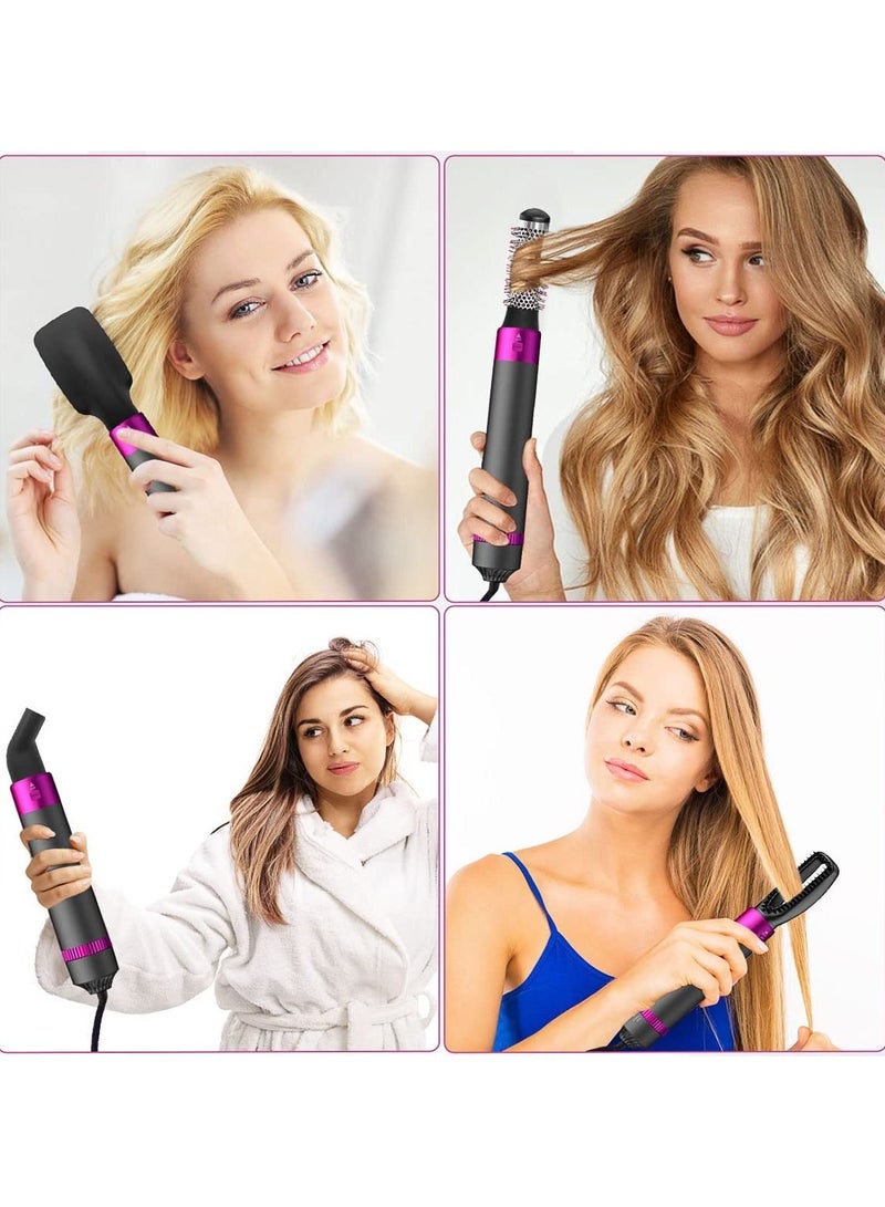 SYOSI 5 in 1 Hair Dryer Brush Salon Negative Ionic Electric Hot Air Brush Detachable and Interchangeable Hair Straightener Curly Hair Comb Make Hair Smooth Hot Air Wrap Brush with Heat Protective Glove - Image 2
