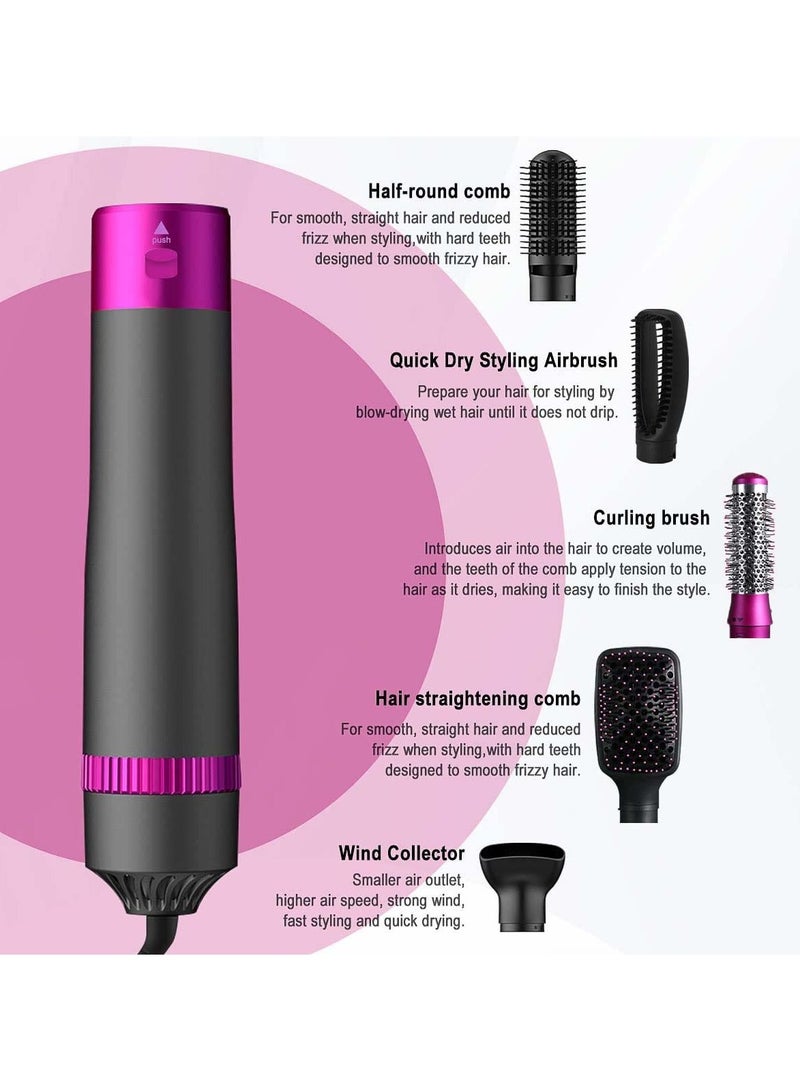 SYOSI 5 in 1 Hair Dryer Brush Salon Negative Ionic Electric Hot Air Brush Detachable and Interchangeable Hair Straightener Curly Hair Comb Make Hair Smooth Hot Air Wrap Brush with Heat Protective Glove - Image 4