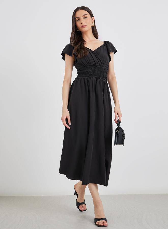 تايك تو فستان ميدي بياقة على شكل حرف  وخصر مطاطي صلب - Image 2