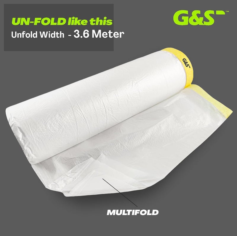 GS Pretaped Masking Sheet Tape for Protection from Dust, water, paint and moisture 3.6M (3600 mm x 20 meter) (Pack of 2) - Image 3