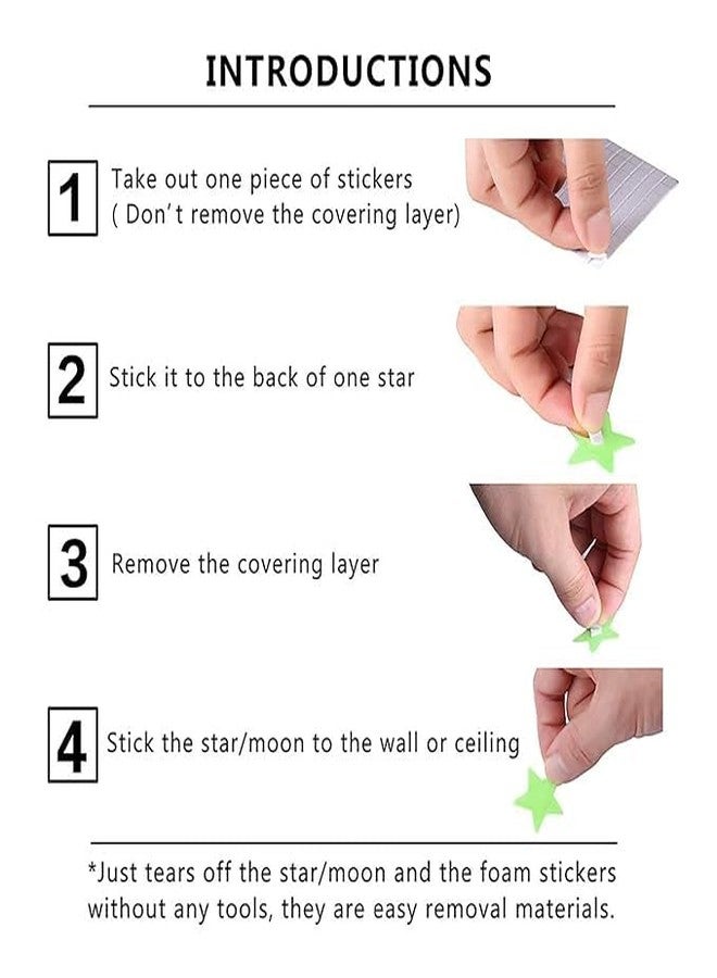 YTM Luminous 3D Glow in The Dark - Glow Stars Stickers for Ceiling, Adhesive 100 pcs 3D Glowing Stars for Starry Sky,Wall Decals for Home - Image 5
