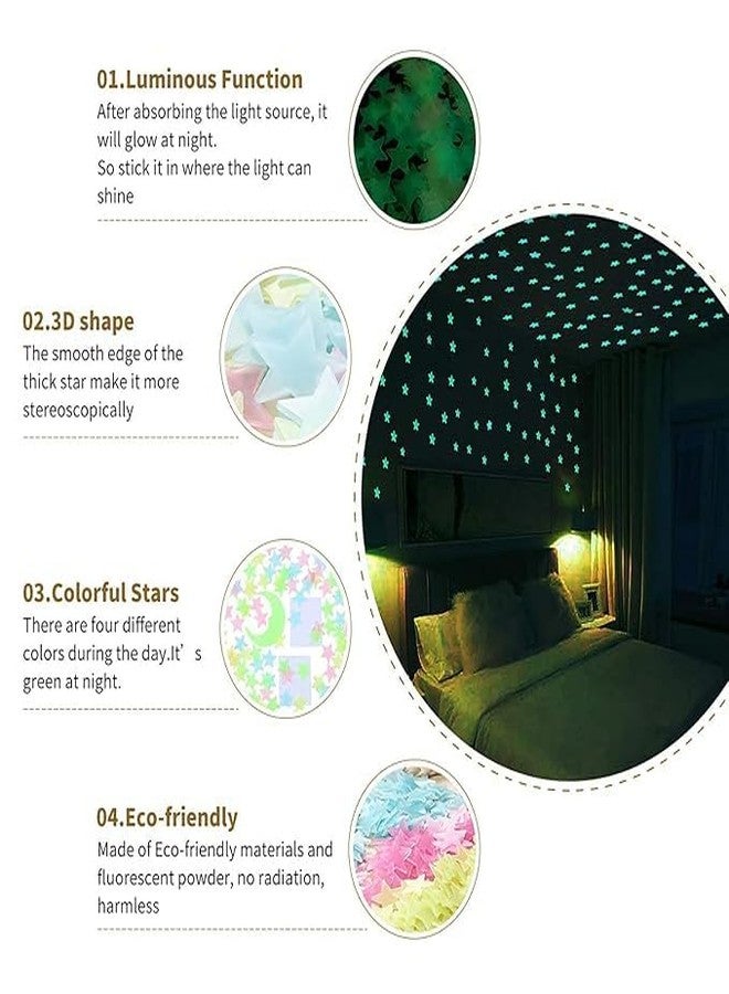 YTM Luminous 3D Glow in The Dark - Glow Stars Stickers for Ceiling, Adhesive 100 pcs 3D Glowing Stars for Starry Sky,Wall Decals for Home - Image 4