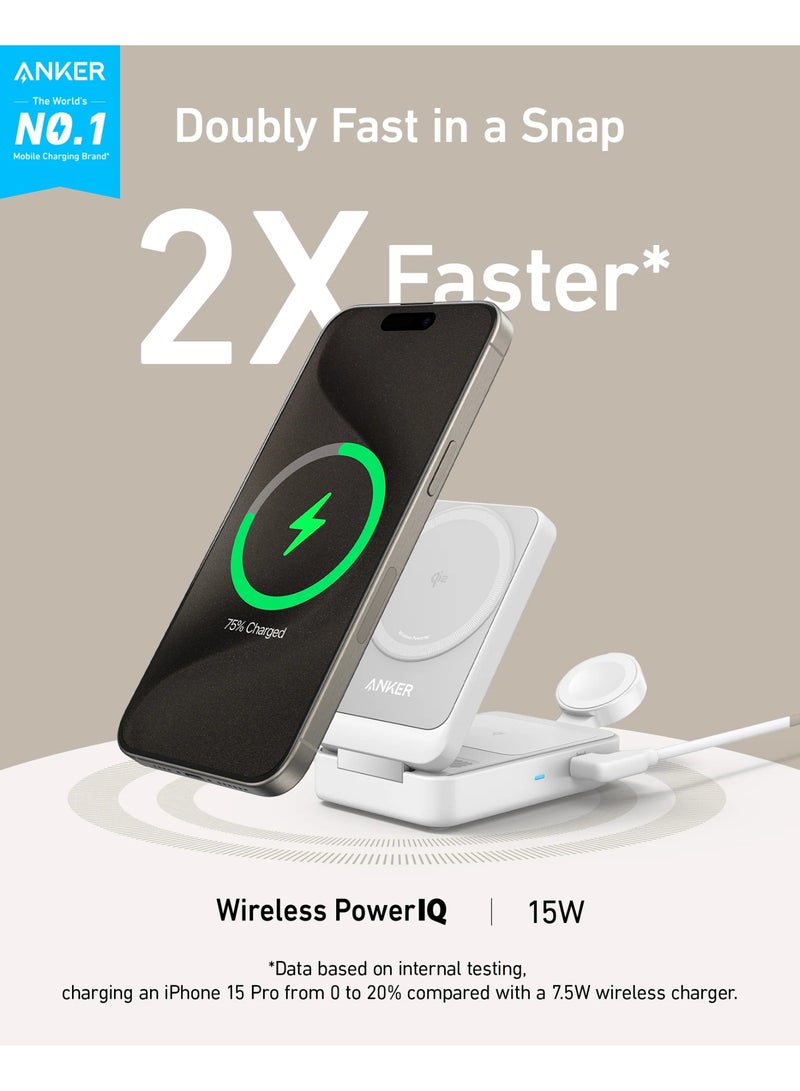 MagSafe Charger Compatible, MagGo 3-in-1 Wireless Charging Station, Qi2 Certified 15W Wireless Stand, Apple Watch Charger for MagSafe, For iPhone 16/15, AirPods (40W USB C Charger Included) - Image 4