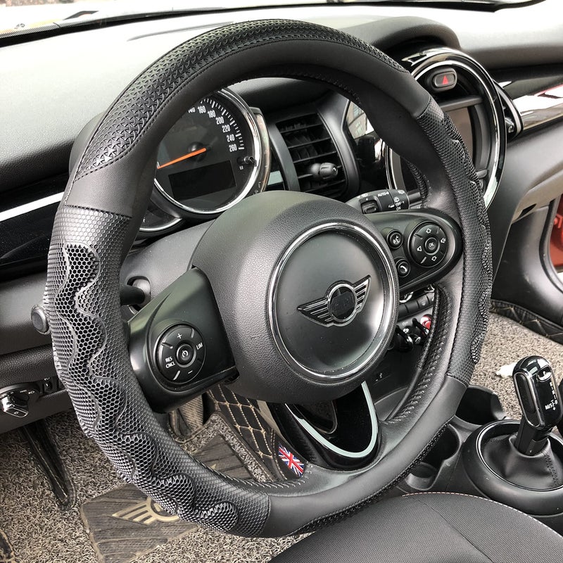 PINCTROT Steering Wheel Cover Great Grip with 3D Honeycomb Anti-Slip Design, Universal 14.5-15 Inch (All Black) - Image 1