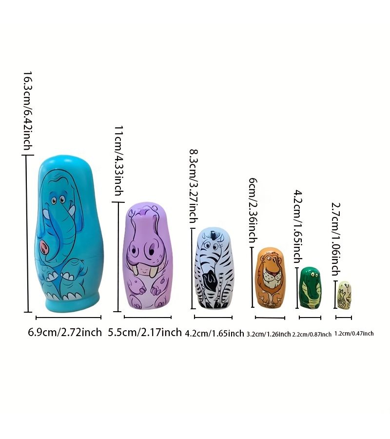 6 Pieces Handmade Elephant Nesting Dolls Set Stackable Toys Home Decor Holiday Gifts - Image 3