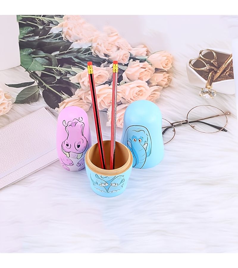 6 Pieces Handmade Elephant Nesting Dolls Set Stackable Toys Home Decor Holiday Gifts - Image 5