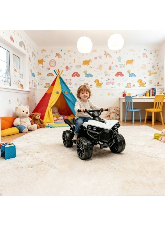 NEWLAN Kids ATV Ride-On Car - Forward/Reverse Switch, Music & LED Headlights, Cool and Stylish Black-and-White Color Scheme, Slow Start for Safe Play. 70*45*42cm - Image 1