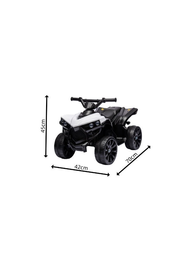 NEWLAN Kids ATV Ride-On Car - Forward/Reverse Switch, Music & LED Headlights, Cool and Stylish Black-and-White Color Scheme, Slow Start for Safe Play. 70*45*42cm - Image 2