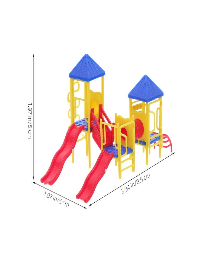 جارنيك مجموعة ملعب بيت الدمية المصغر من جارنيك مع زحليقة، ملعب صغير بلاستيكي ملون لبيت الدمية أو طاولة الرمل، حرف يدوية لبيت الدمية، زينة منزلية - Image 2