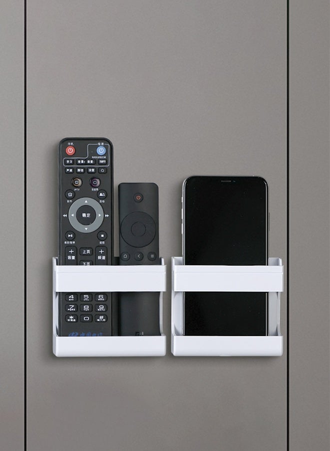 2pcs, remote control storage rack (white), wall mounted remote control rack, remote control organizer rack, wall mounted remote control rack, remote control storage box, remote control wall hanger. - Image 1