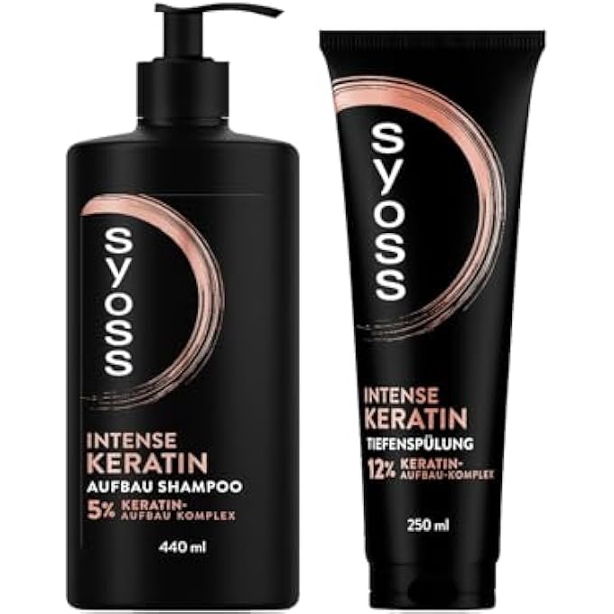 SYOSS KERATIN SHAMPOO (1 X 440 ML) FOR WEAK & BRITTLE HAIR, SMOOTHS HAIR FIBRE & DEEP CONDITIONER KERATIN (1 X 250 ML) RICH CONDITIONER WITH KERATIN FIGHTS FRIZZ & PROVIDES SHINE - Image 1