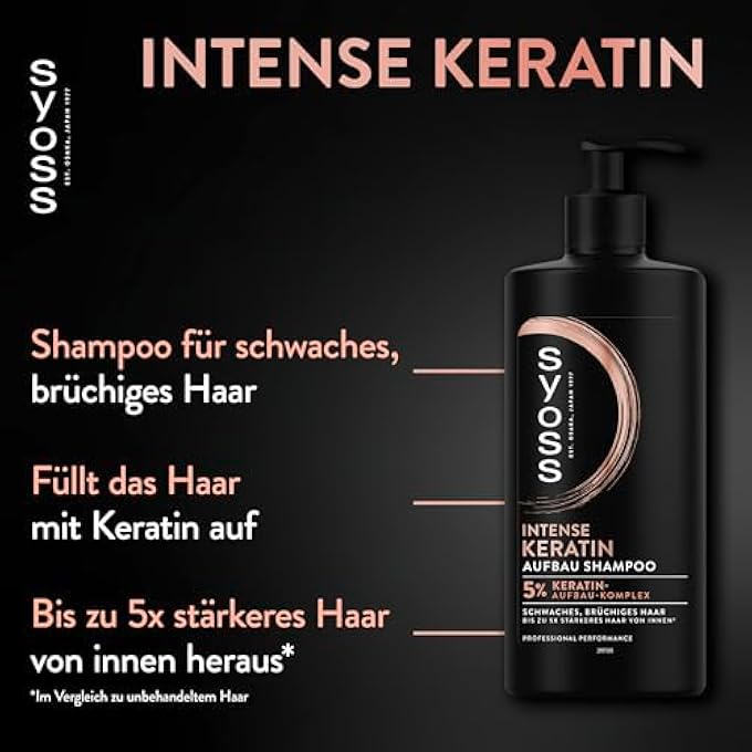 SYOSS KERATIN SHAMPOO (1 X 440 ML) FOR WEAK & BRITTLE HAIR, SMOOTHS HAIR FIBRE & DEEP CONDITIONER KERATIN (1 X 250 ML) RICH CONDITIONER WITH KERATIN FIGHTS FRIZZ & PROVIDES SHINE - Image 3