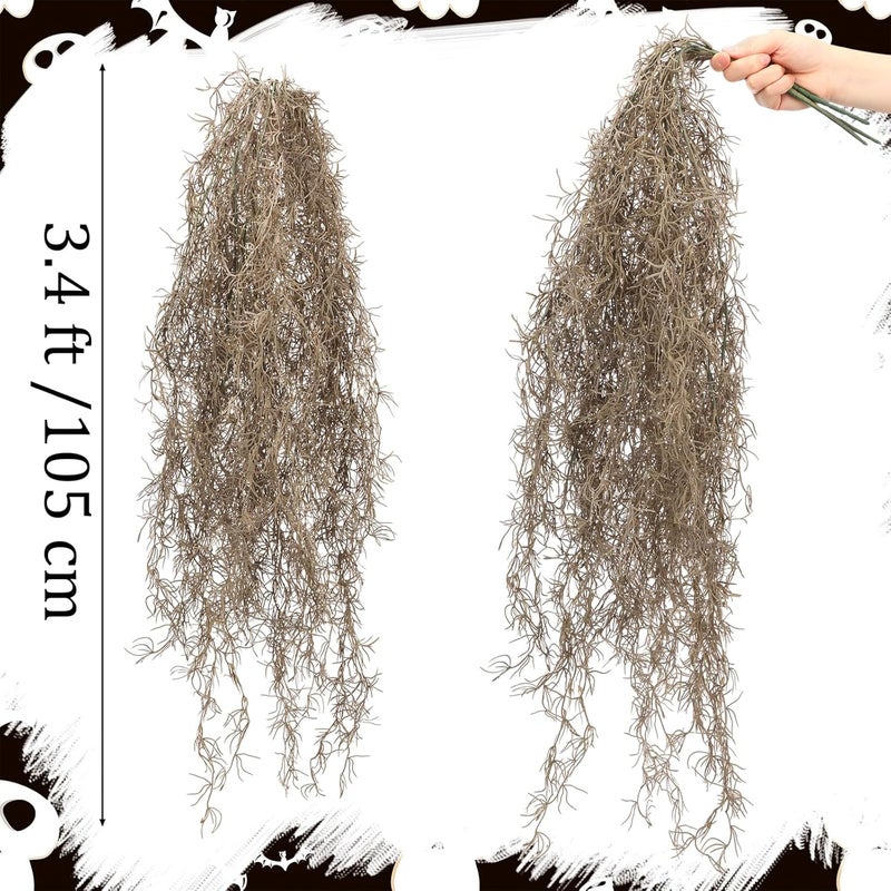 Giegxin Halloween Spanish Moss 41" Succulents Faux Moss Artificial Succulent Plants Fake Vines Hanging Plants Swamp Decoration Potted Artificial Hanging Garland(Brown,24 Pack) - Image 2