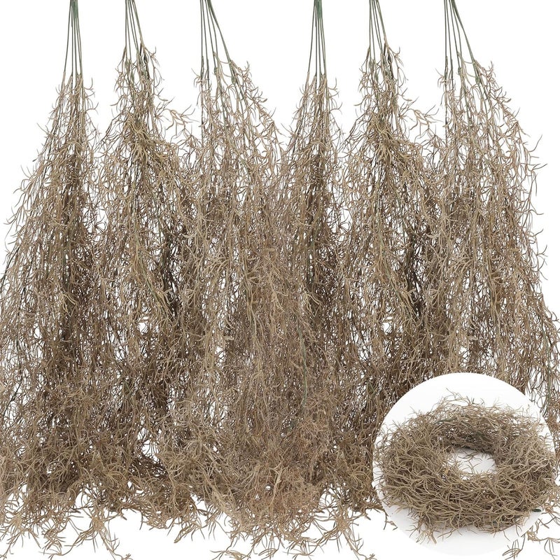 Giegxin Halloween Spanish Moss 41" Succulents Faux Moss Artificial Succulent Plants Fake Vines Hanging Plants Swamp Decoration Potted Artificial Hanging Garland(Brown,24 Pack) - Image 1