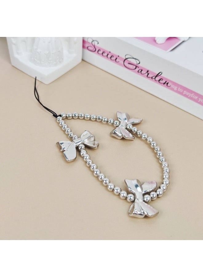 NIBEMINENT Phone Charm/ Chain Strap for Women Girls, Love Bow Cell Phone Case Lanyard Wrist Strap