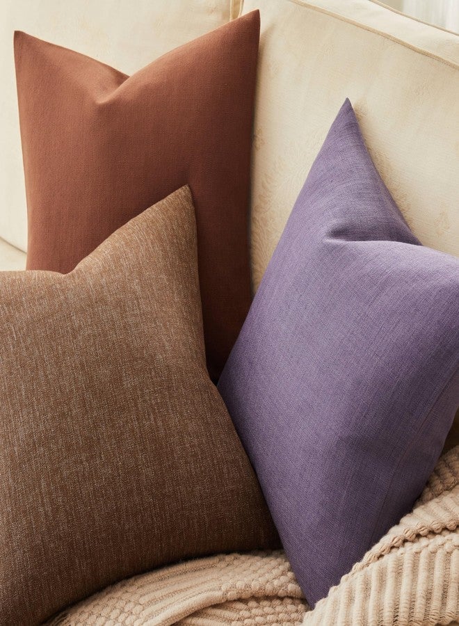 ZeeMart Rustic Cotton Linen Throw Pillow Covers Set of 2, 18x18 Inch Brown, Farmhouse Style Decorative Couch Pillow Cases Cushion Covers for Sofa Bed Living Room Home Decor - Image 5