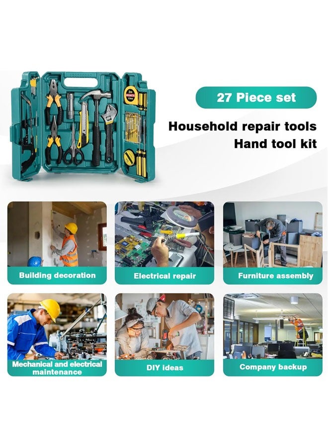 Arabest 27-Piece Tool Set General Household Hand Kit , Wrench Set with Hammer Screwdriver Saw, Auto Repair, Furniture Maintenance Combination Set, Suitable for Auto Repair Shop / Home Use (With Storage Box)  - Image 3
