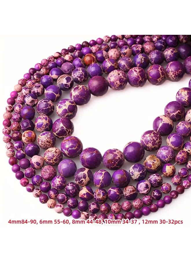 8mm Natural Sea Sediment Jasper Loose Stone Beads Marbled Purple Blue Pink Orange Yellow For DIY Jewelry Making Handmade Craft Supplies Women Gift Idea Creative Beadwork Smooth Finish 46 Pieces - Image 5