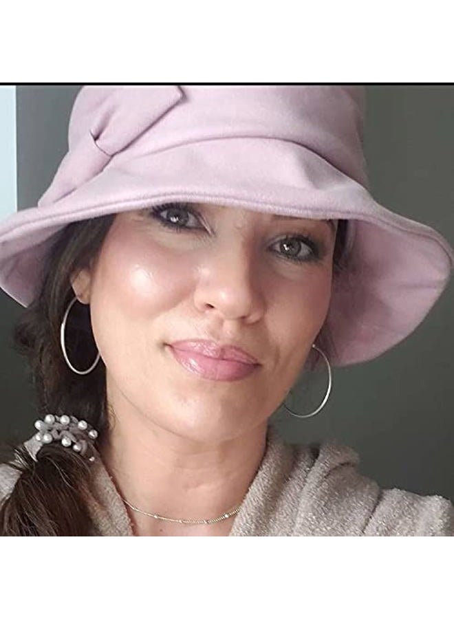Comhats Womens 1920 Vintage Fedora Bowler Cloche Bucket Church Derby Party Hat Fall Winter Floppy Ladies Pink - Image 2