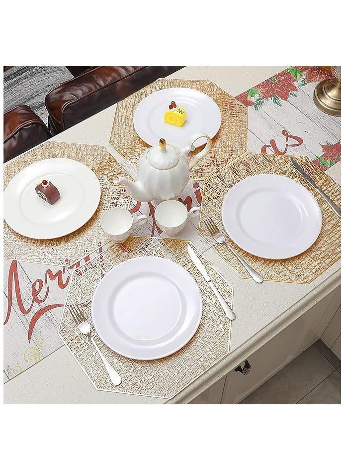6-Piece Vinyl Dining Table Decorative Placemats Gold  - Image 2