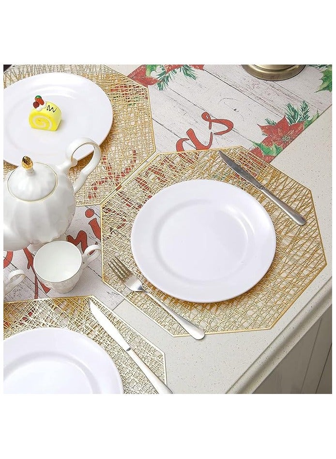 6-Piece Vinyl Dining Table Decorative Placemats Gold  - Image 3