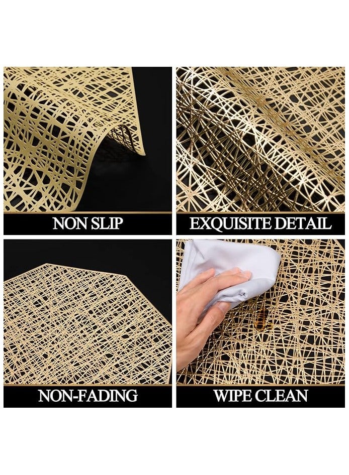 6-Piece Vinyl Dining Table Decorative Placemats Gold  - Image 4