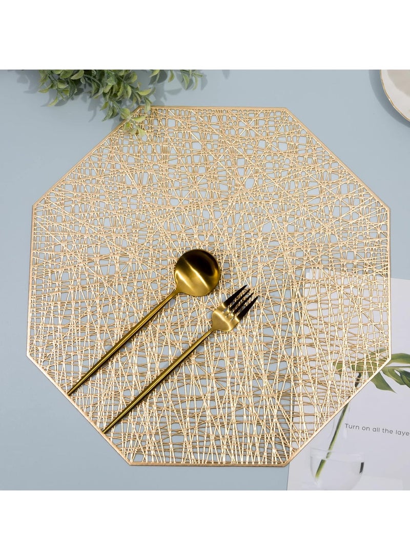 6-Piece Vinyl Dining Table Decorative Placemats Gold  - Image 5