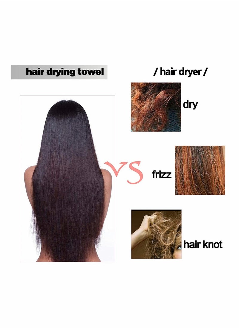 Super Absorbent Microfiber Hair Drying Towel 3 Pack Instant Wrap with on Soft Anti Frizz Bath Cap for Long Thick Hair Women Kids Mermaid Style - Image 5