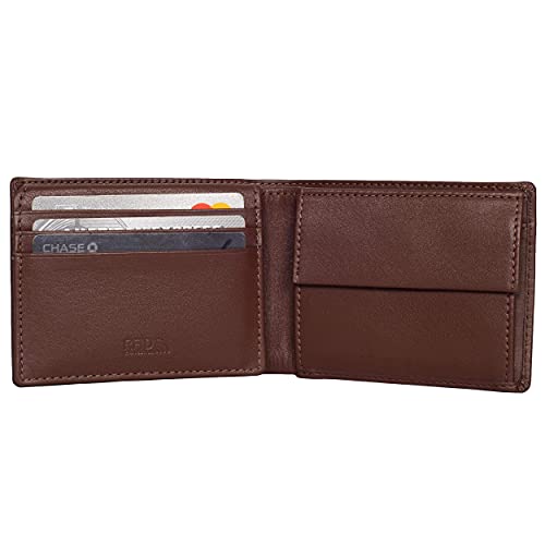 DiLoro Wallets for Men Bifold RFID Leather Mens Wallet Flip ID Coin Compartment (Hickory Brown) - Image 2