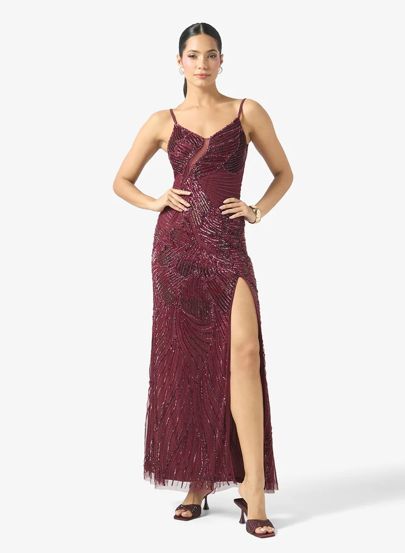 Namshi X Sequin Emebllished Evening Dress