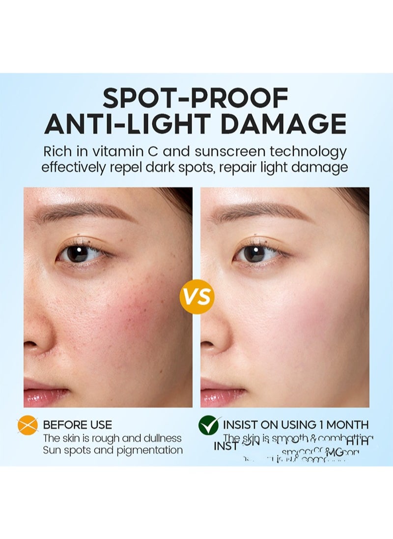 Vibrant Glamour Vitamin C Sunscreen Serum，SPF 50+ PA+++ UVA/UVB Sunblock 50X C 3X Ceramide Repair Skin Moisturizing（30g）  - Image 4