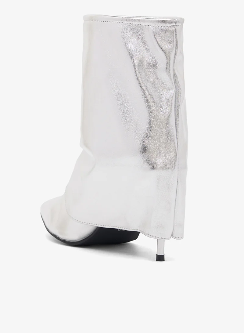 Ella Silver Pointed Toe Slouchy Ankle Boots for Women | Best Price UAE