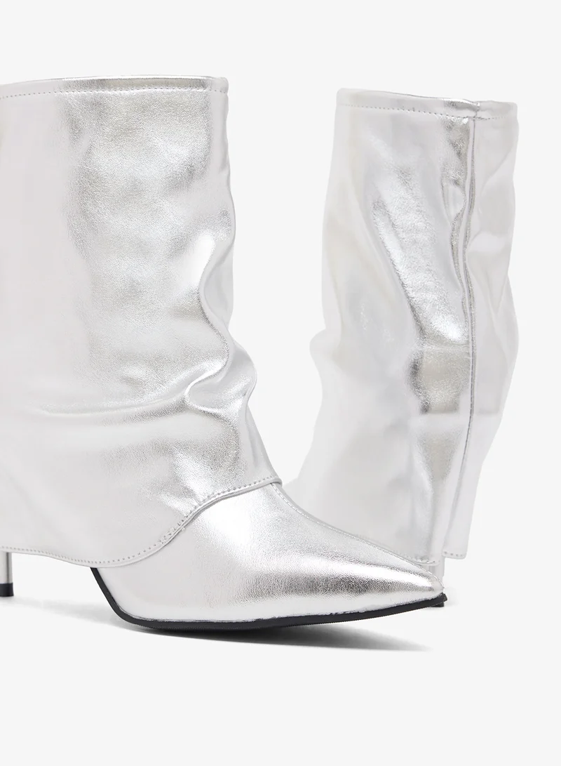 Ella Silver Pointed Toe Slouchy Ankle Boots for Women | Best Price UAE