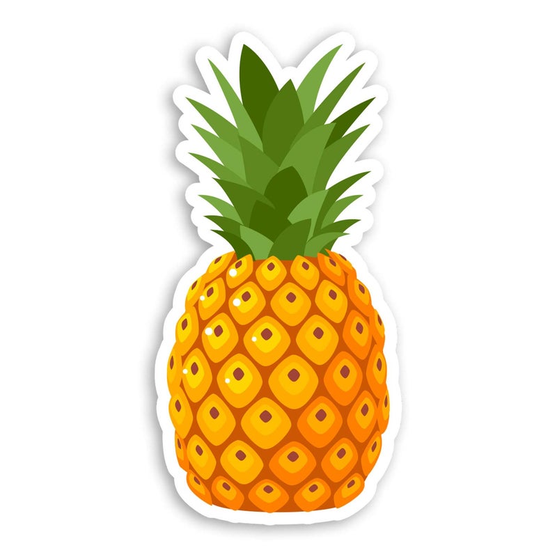 DV 2 x 10cm Tropical Pineapple Fruit Vinyl Stickers - Healthy Food Sticker #29840 - Image 1