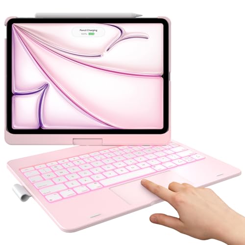 typecase Touch Keyboard Case for iPad Air 11-inch(M3/M2, 2025/2024) & iPad Pro 11(4th/3rd/2nd/1st Gen), Multi-Touch Trackpad, 11-Color Backlight, 360°Rotatable for iPad Air 5/4th Gen, Light Pink - Image 1