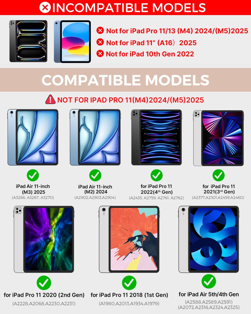 typecase Touch Keyboard Case for iPad Air 11-inch(M3/M2, 2025/2024) & iPad Pro 11(4th/3rd/2nd/1st Gen), Multi-Touch Trackpad, 11-Color Backlight, 360°Rotatable for iPad Air 5/4th Gen, Light Pink - Image 2