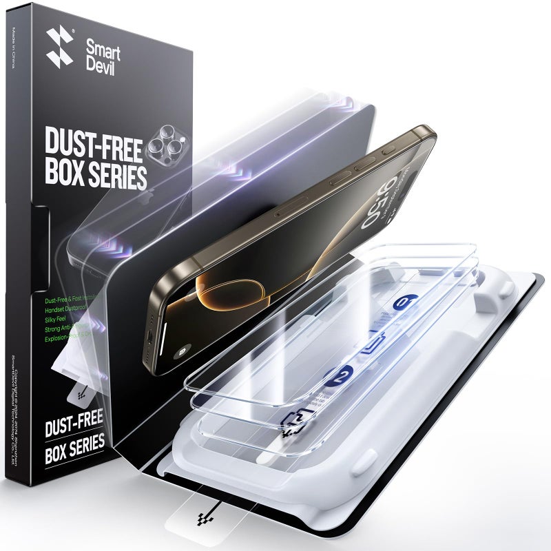 SMARTDEVIL 3 Pack Tempered Glass for iPhone 16 Pro Screen Protector, Military-Grade Shatterproof Protection, 9H Hardness, Fast & Easy Installation, Case Friendly Design - Image 1