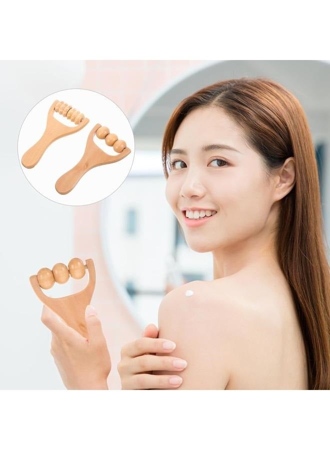 إسكدنيا بكرة تدليك العضلات مكونة من قطعتين، بكرة تدليك خشبية، بكرة نقطة الزناد الخشبية للجسم والوجه، بكرة تدليك الوجه والرقبة مضادة للسيلوليت لكشط أداة تدليك يدوية - Image 3