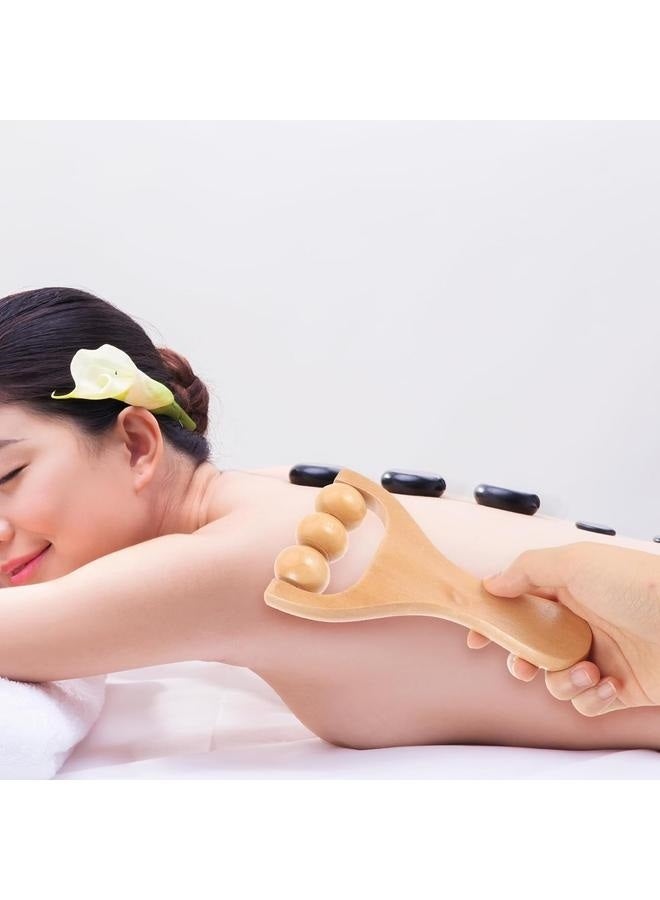 إسكدنيا بكرة تدليك العضلات مكونة من قطعتين، بكرة تدليك خشبية، بكرة نقطة الزناد الخشبية للجسم والوجه، بكرة تدليك الوجه والرقبة مضادة للسيلوليت لكشط أداة تدليك يدوية - Image 4