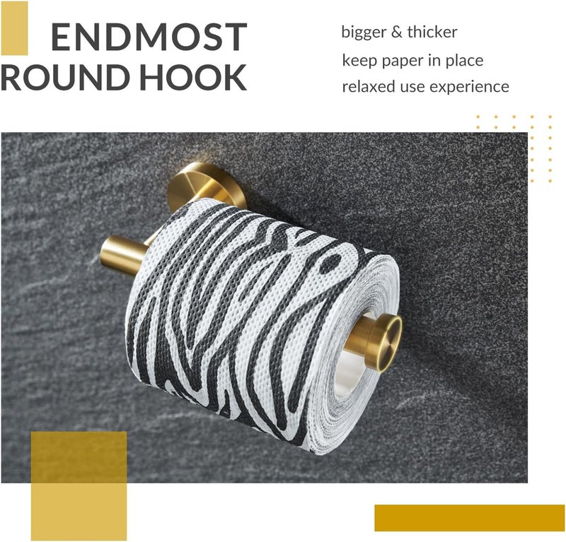 APLusee Toilet Paper Holder Brushed Gold, SUS304 Stainless Steel Round TP Hanger, Modern Bathroom Lavatory Tissue Roll Storage - Image 4