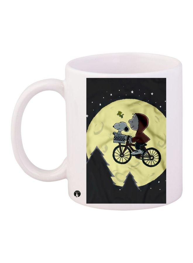 RYN Snoopy Dog Printed Coffee Mug White/Black/Green 11ounce