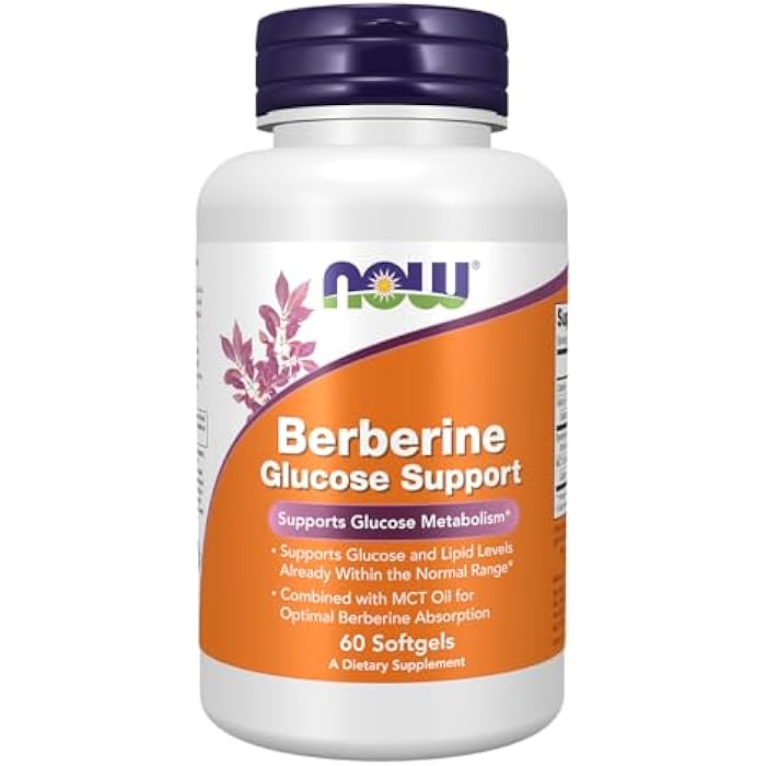Now Supplements, Berberine Glucose Support, Combined with MCT Oil for Optimal Berberine Absorption, 60 Softgels - Image 1