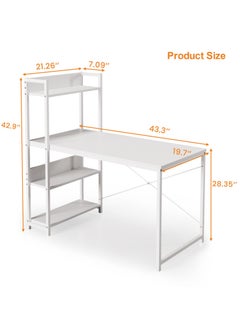 Computer Table  with 4 Tier Shelves for Home Office,Study, or Gaming，Modern Simple Style Writing Desk Table，Ergonomic  110 L x 50cm W x 72cm H, White - pzsku/Z5D28BEE4655FDDACBE9AZ/45/_/1740209064/31fbb302-b74a-4d88-884f-ad4deabdf3e8