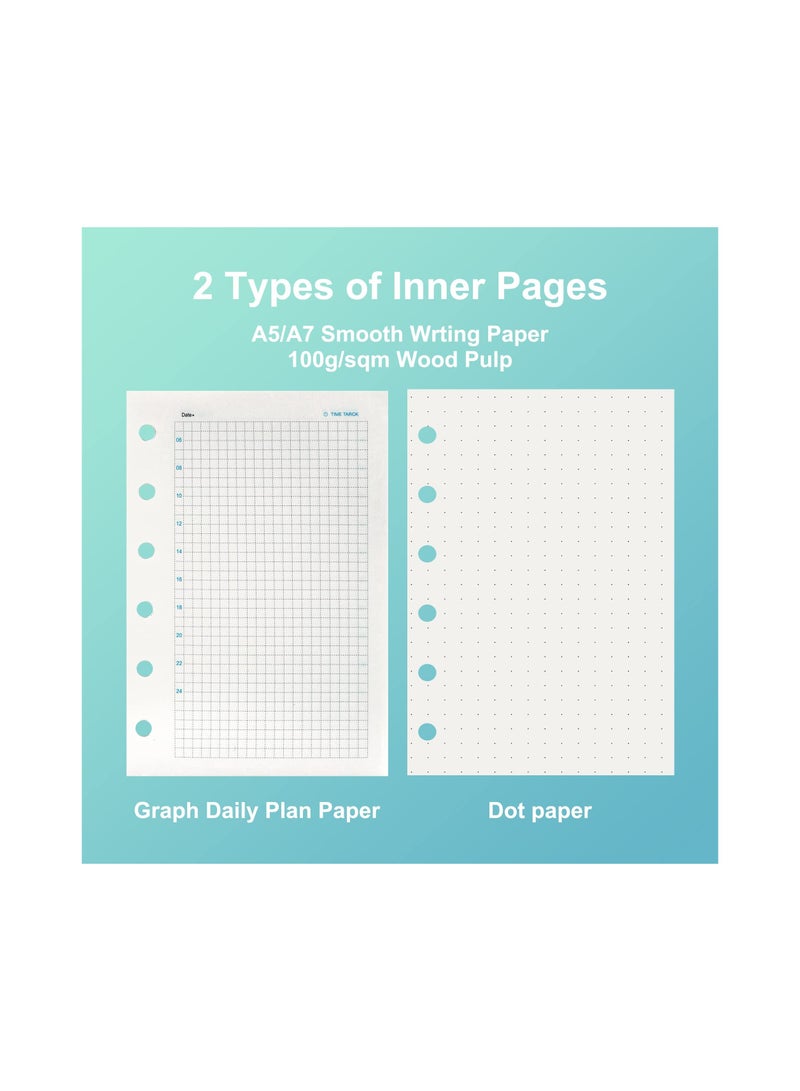 Hardcover Mini Spiral Notebooks, Refillable Cute College Notepads with Dividers, 4x5.7 Inch, Blue, Perfect for Work Planning, Office, and School Supplies (2 Pack)
