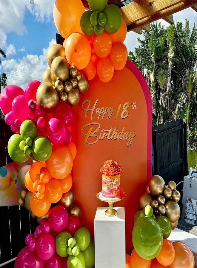 Paeyeq Tropical Hawaiian Balloons Arch Garland Kit, Olive Green and Hot Pink Orange Gold Balloons for Kids Hawaii Summer Beach Luau Aloha Pool Birthday Flamingo Baby Shower Party Decorations Supplies - Image 3